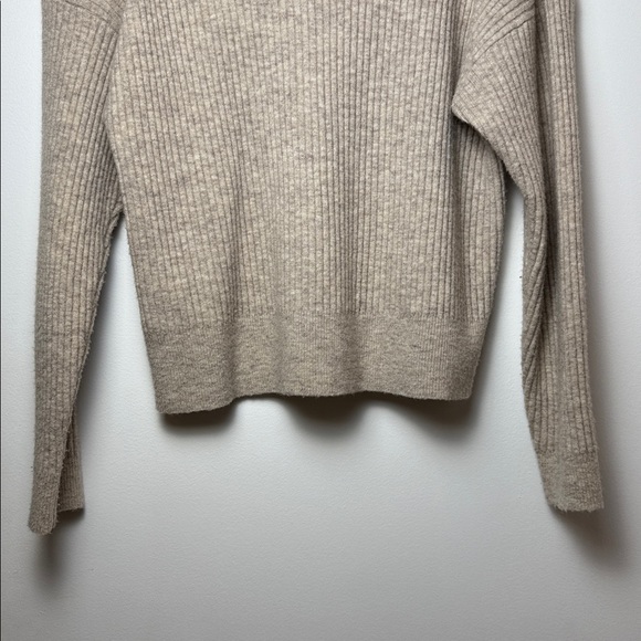 Club Monaco Ribbed Mock-Neck Wool Blend Sweater in Tan - Size Medium - Picture 7 of 7